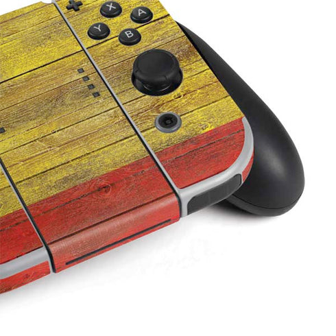 Spain Flag Dark Wood Nintendo Switch OLED (2021) Skin